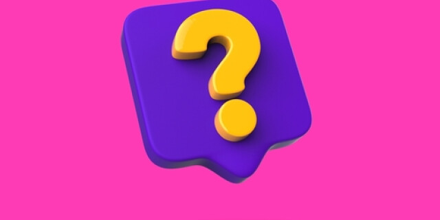yellow question mark on purple square with pink background